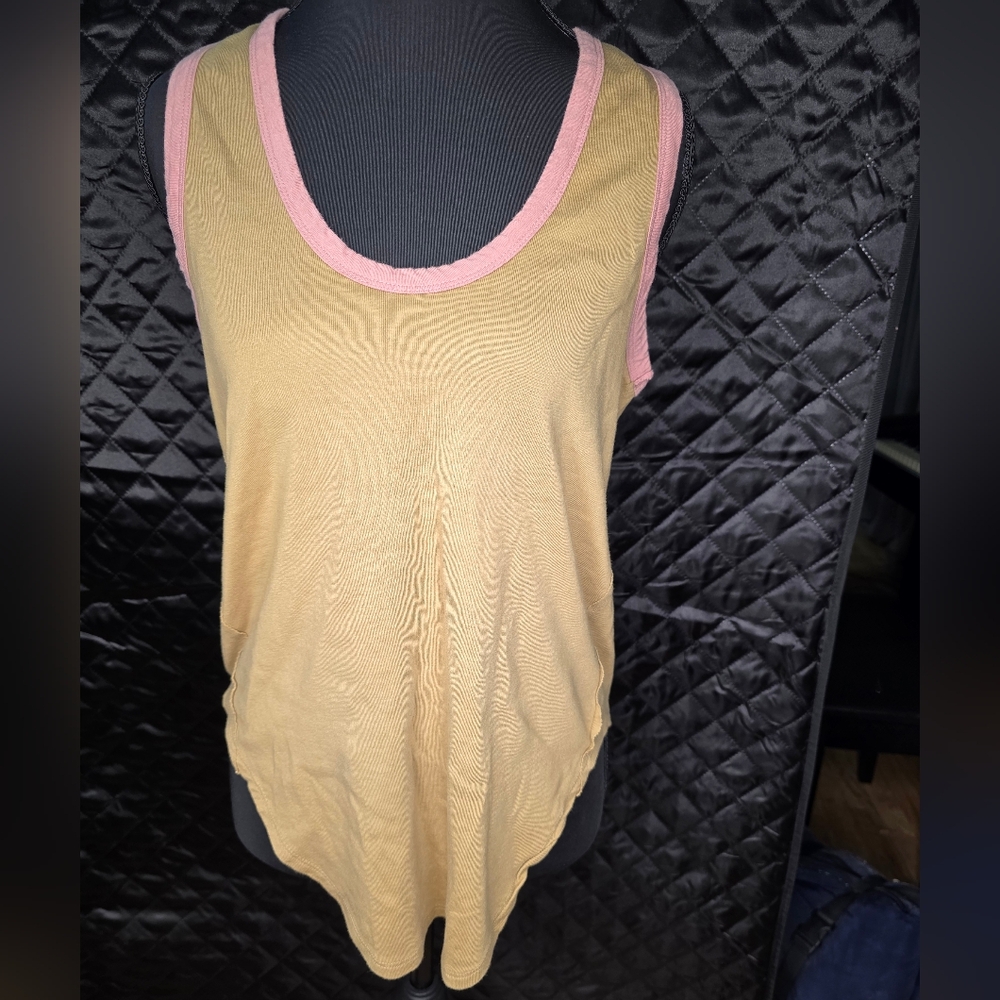 We The Free Tan and Pink Racer Back Tank Top